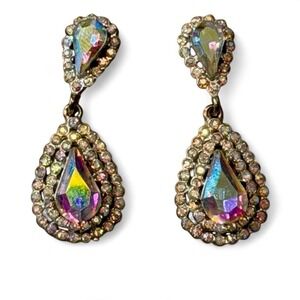 Rhinestone Teardrop Crystal Dangle Earrings